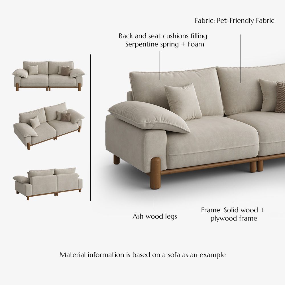 Comfortable Beige Pet-Friendly Fabric Modular Sofas