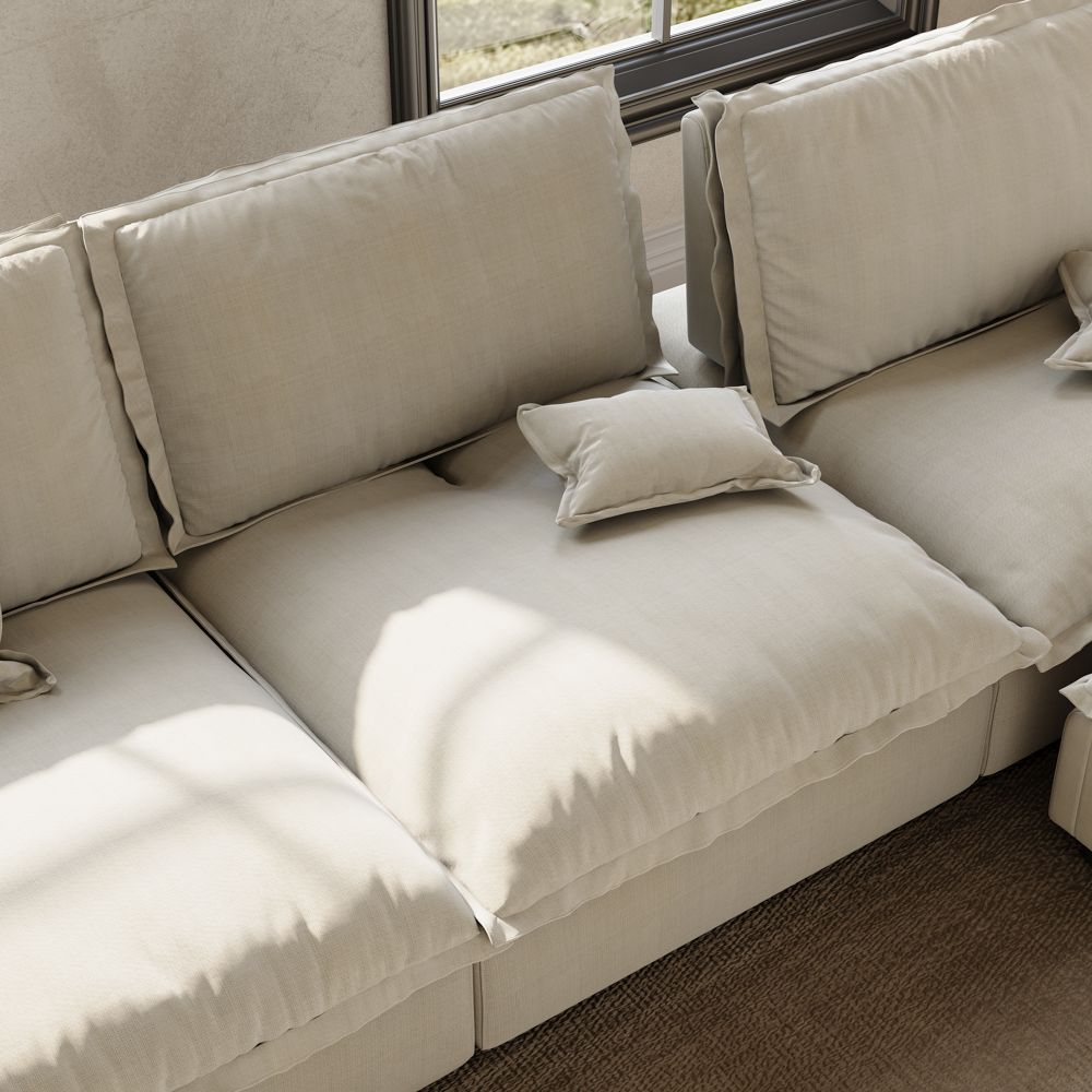 Beige Cotton and Linen Modular Sofas