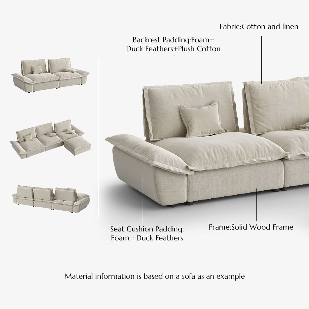 Beige Cotton and Linen Modular Sofas