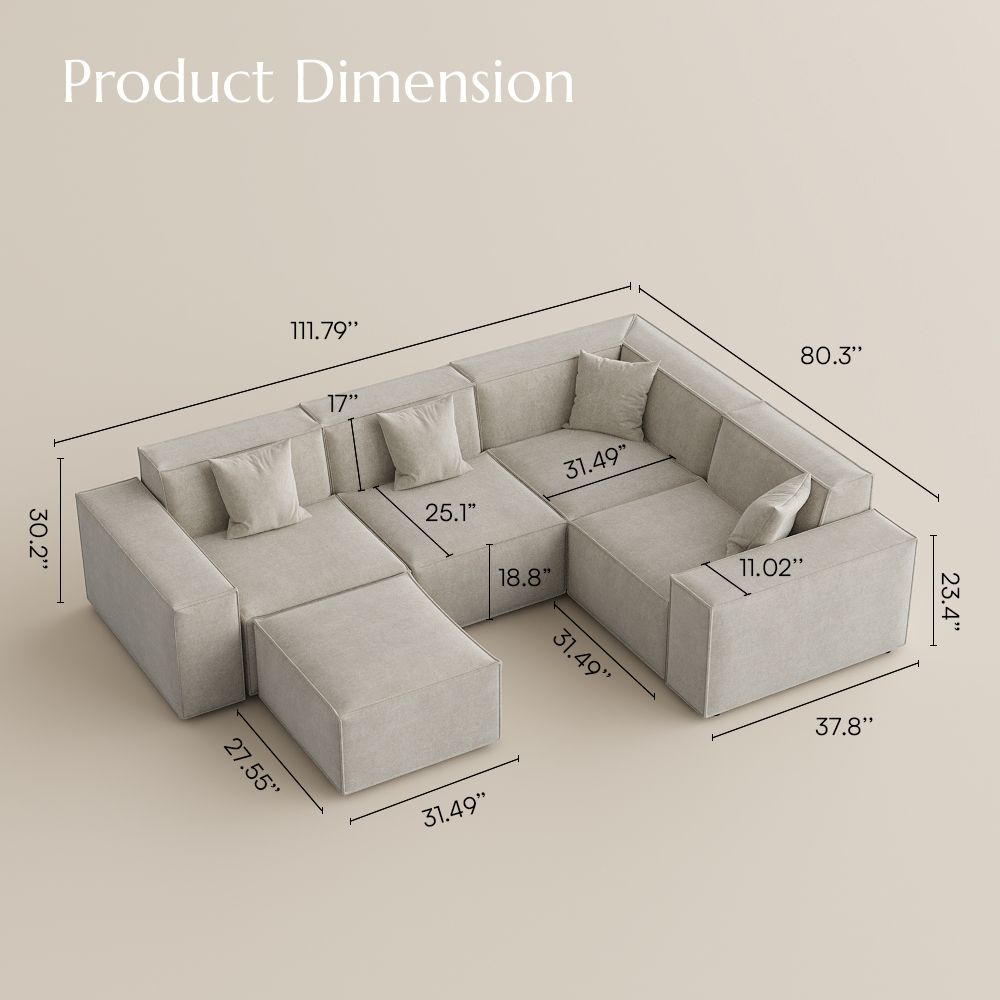 Medium Beige Fabric Modular Sofas