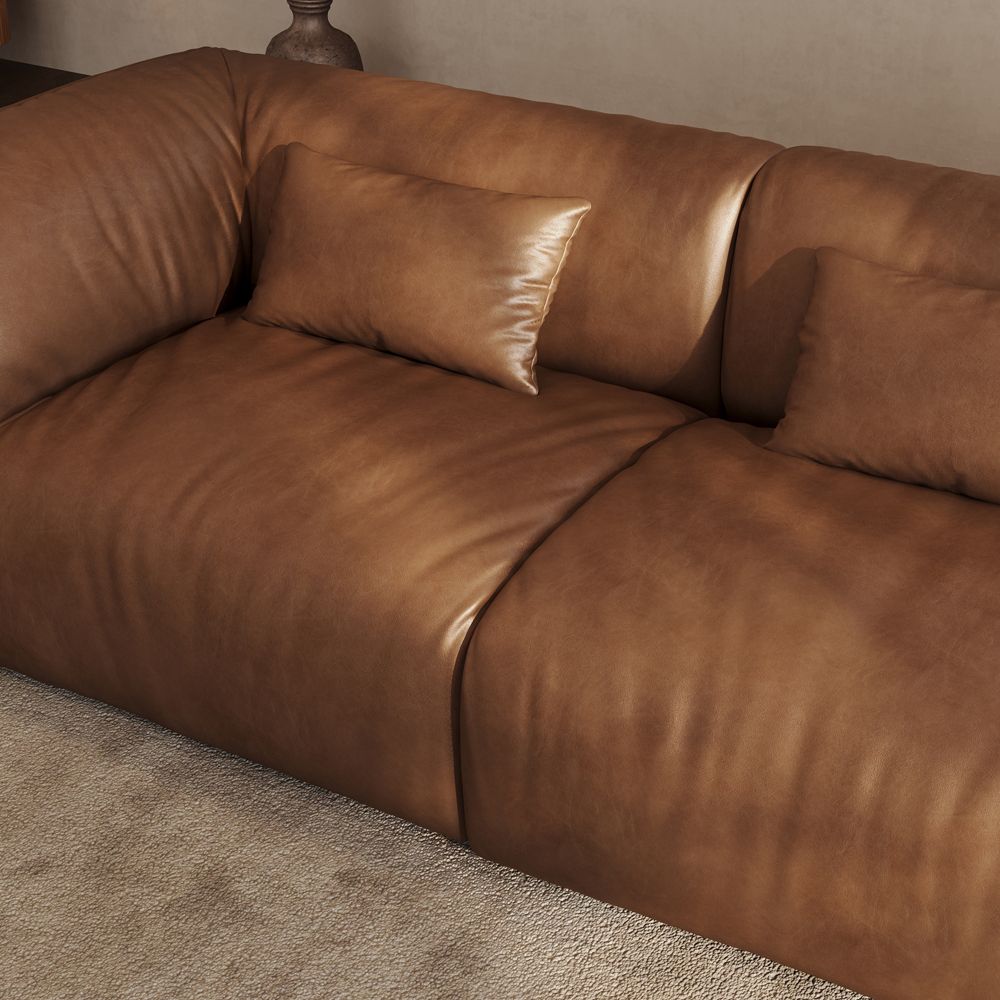 Partial Assembly Required Brown Leather Modular Sofas