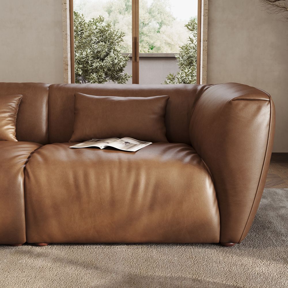 Relaxed Brown Leather Modular Sofas