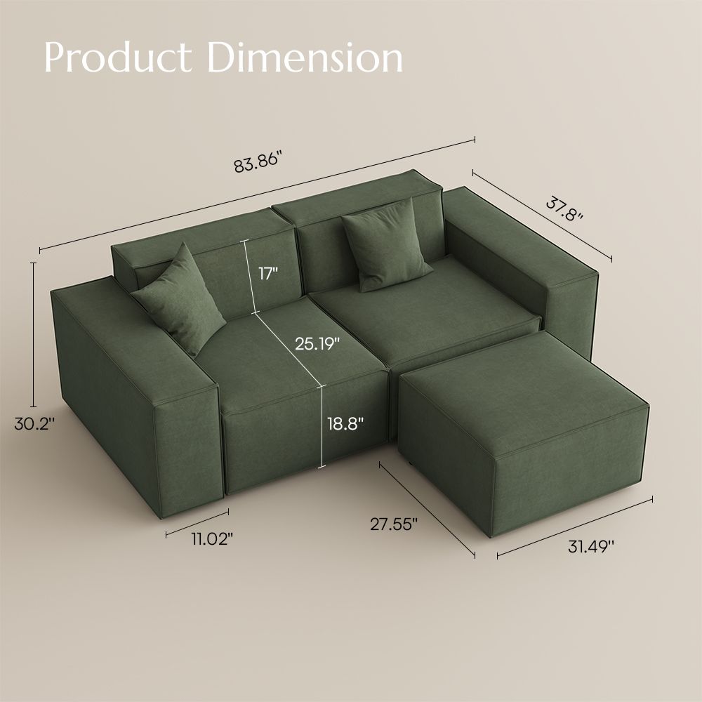 Green Green Fabric Modular Sofas