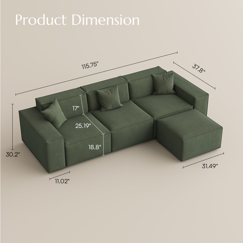 Washable Green Fabric Modular Sofas