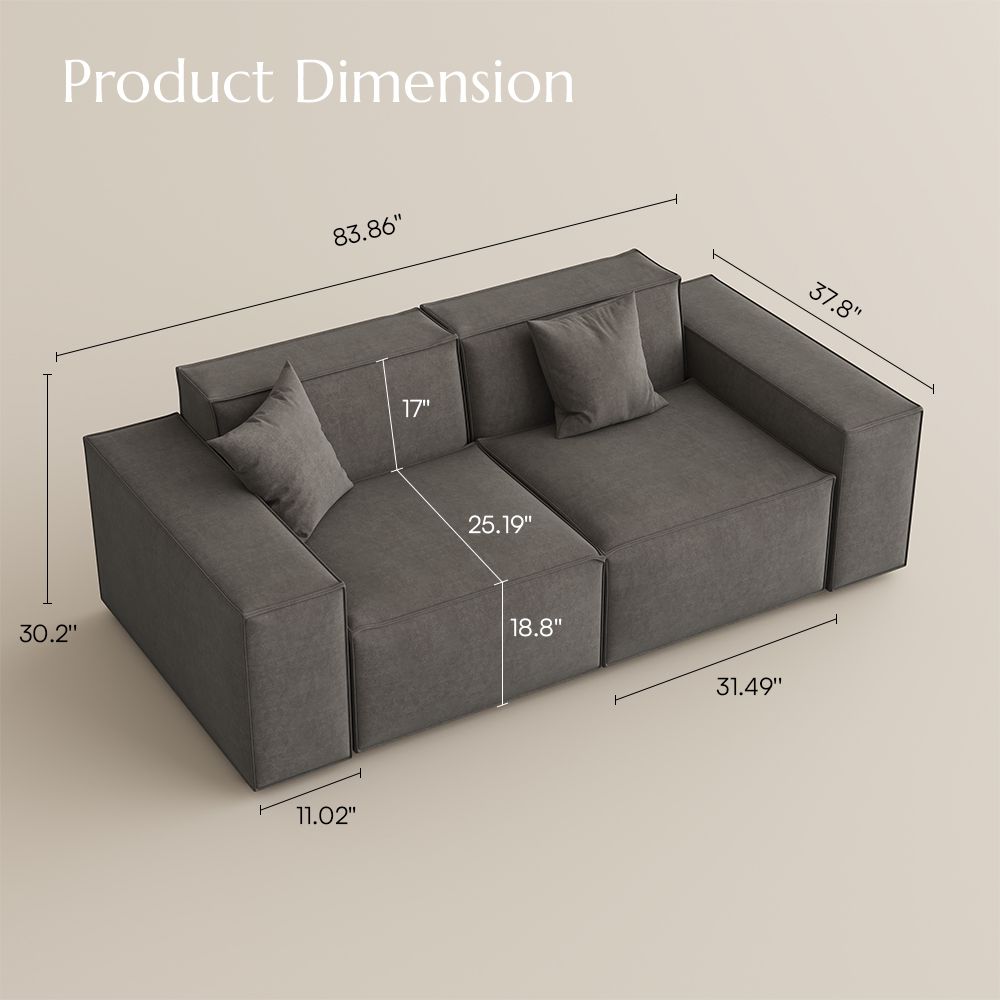Fully Assembled Dark Gray Fabric Modular Sofas