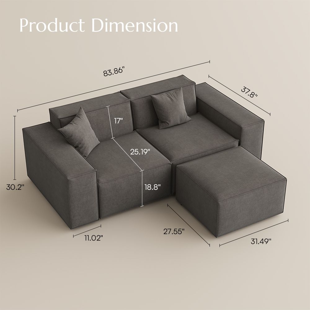 Removable Dark Gray Fabric Modular Sofas