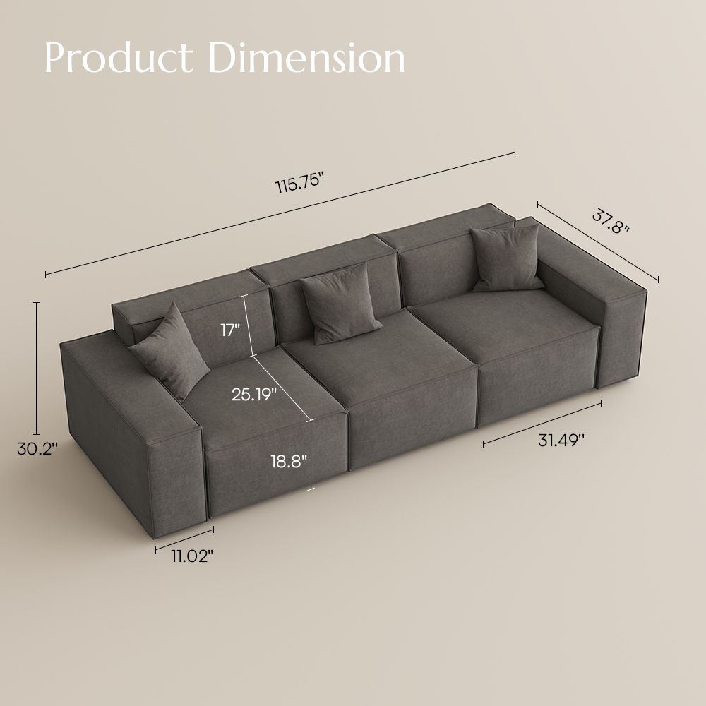 Modular Dark Gray Fabric Modular Sofas