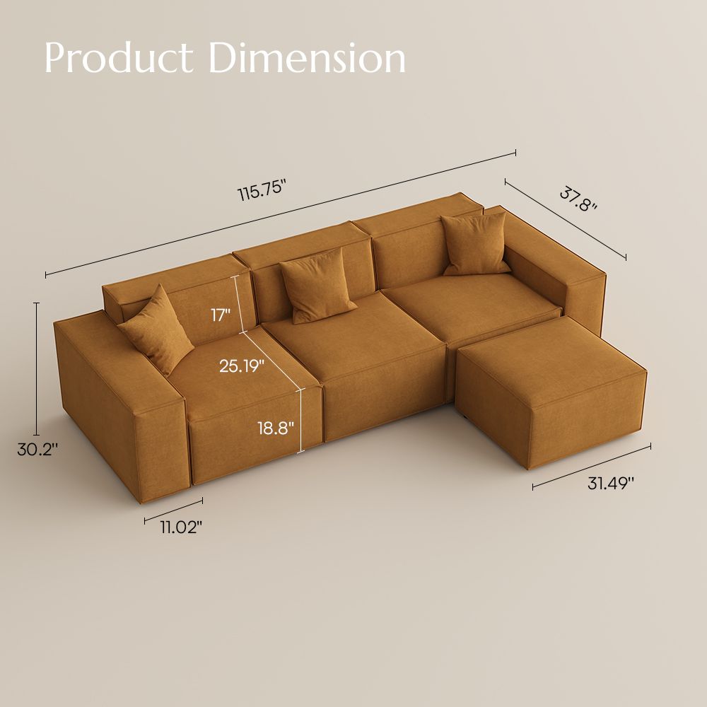 Partial Assembly Required Yellow Fabric Modular Sofas