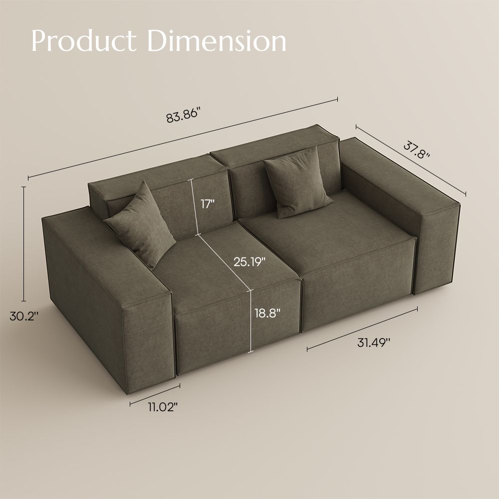 Partial Assembly Required Khaki Fabric Modular Sofas