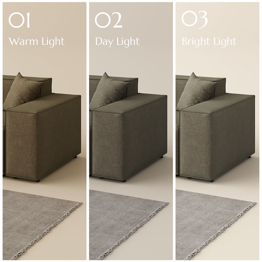 Living Room Khaki Fabric Modular Sofas