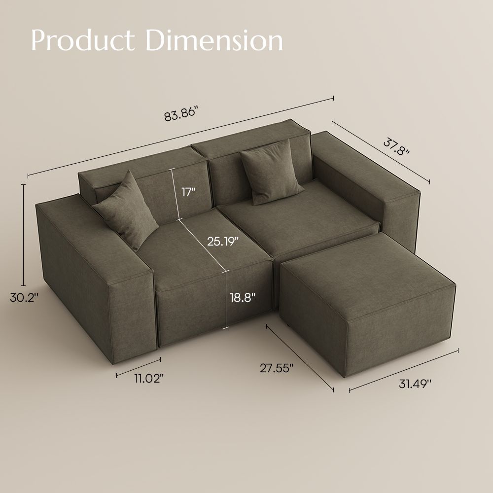 Washable Khaki Fabric Modular Sofas