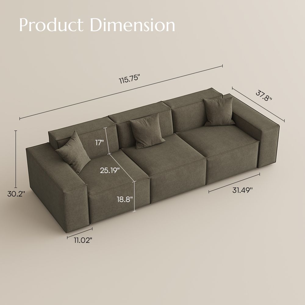 Khaki Khaki Fabric Modular Sofas