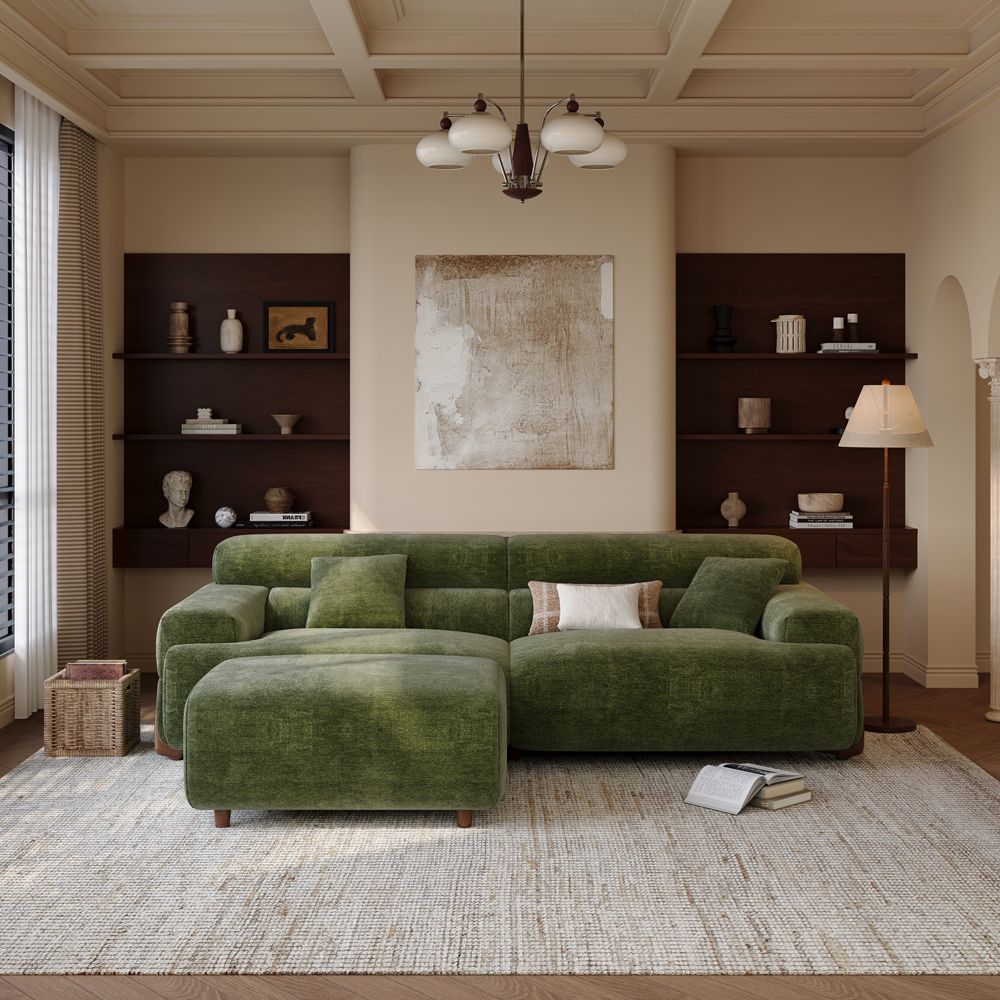 Green Chenille Modular Sofas