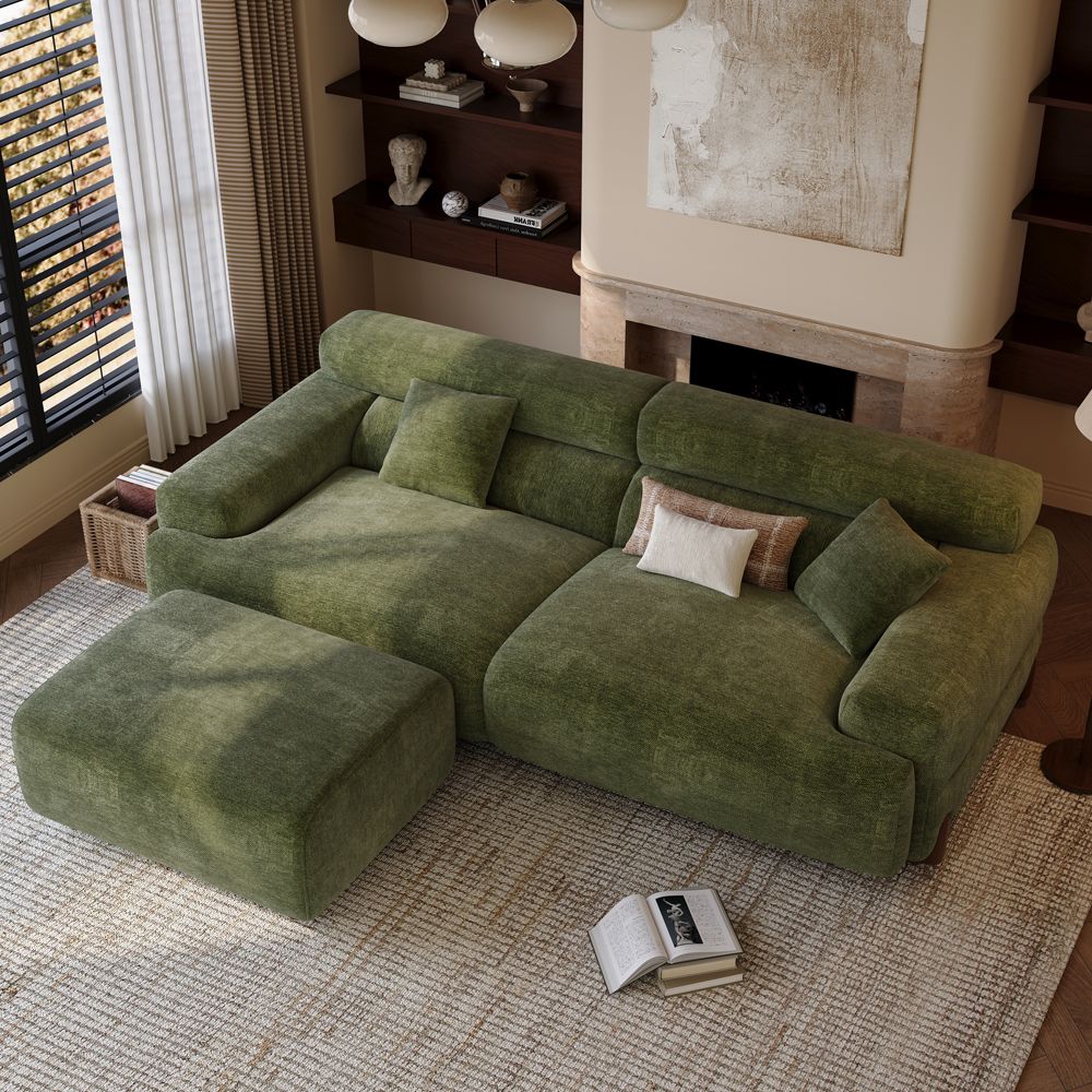 Green Chenille Modular Sofas