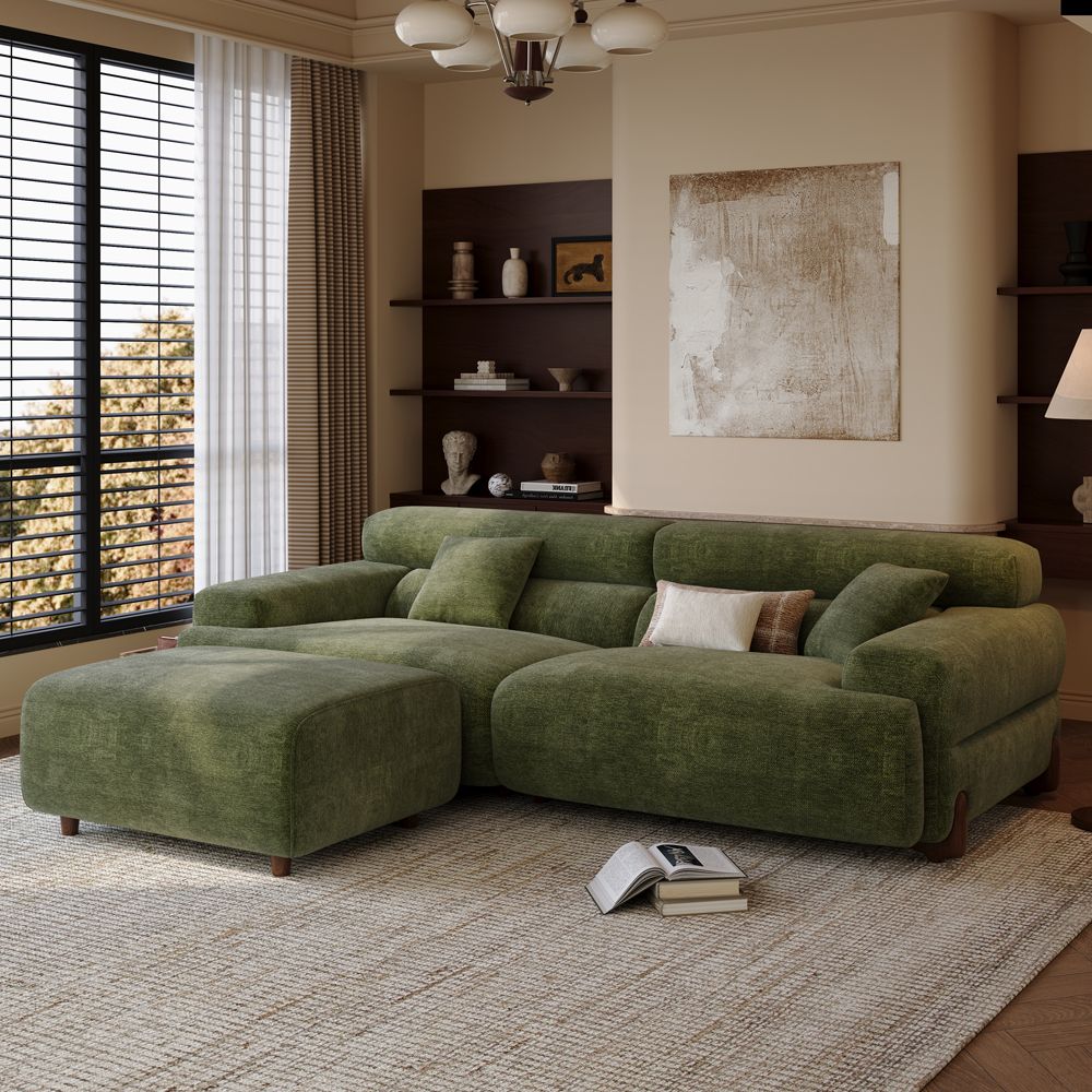 Green Chenille Modular Sofas