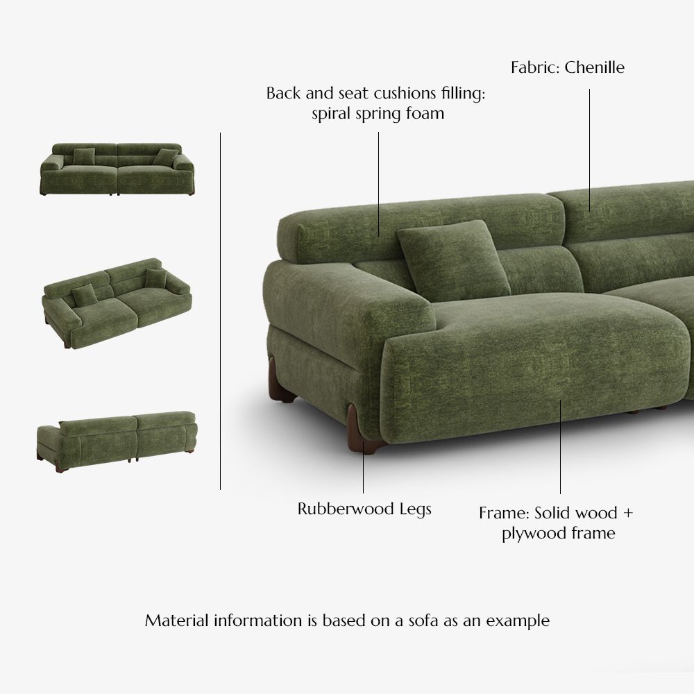Green Chenille Modular Sofas