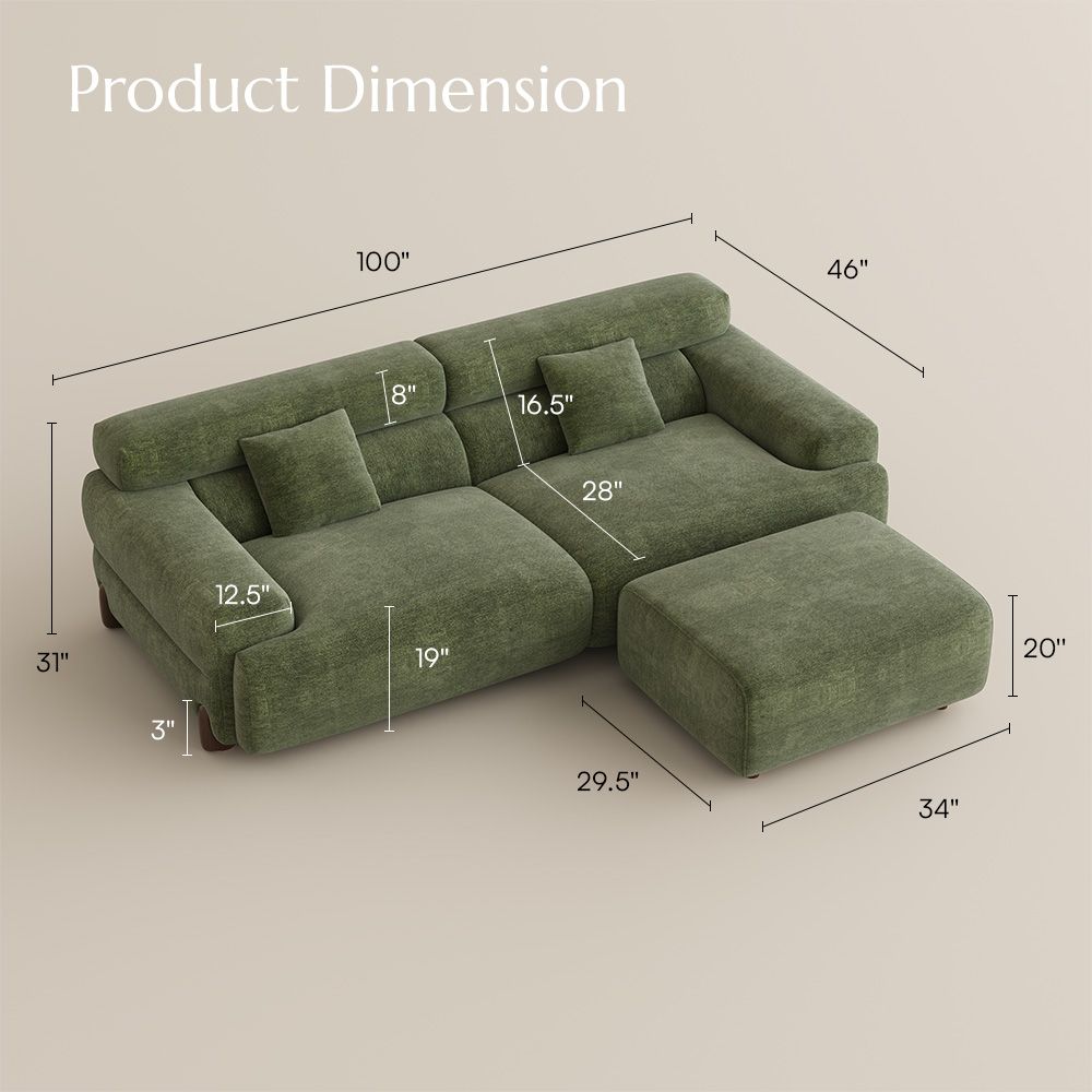 Green Chenille Modular Sofas