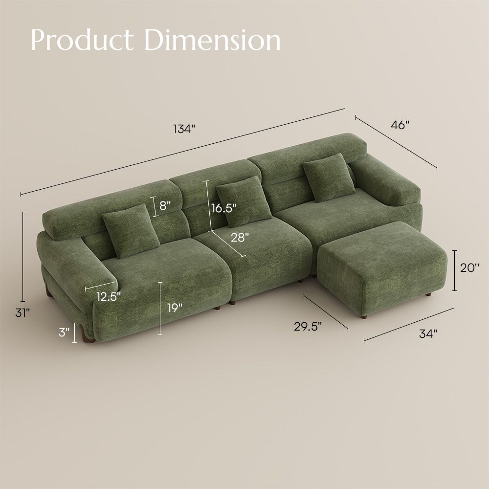 Green Chenille Modular Sofas