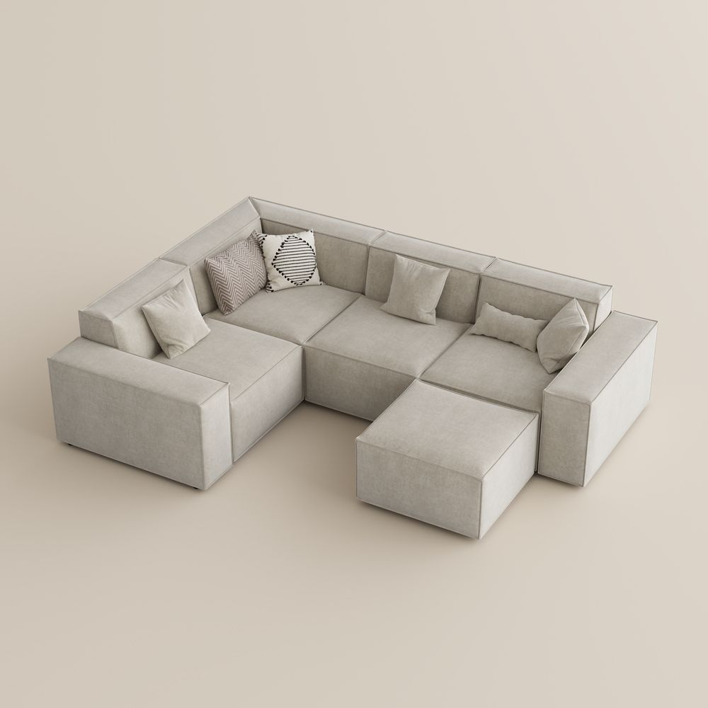 Medium Beige Fabric Modular Sofas