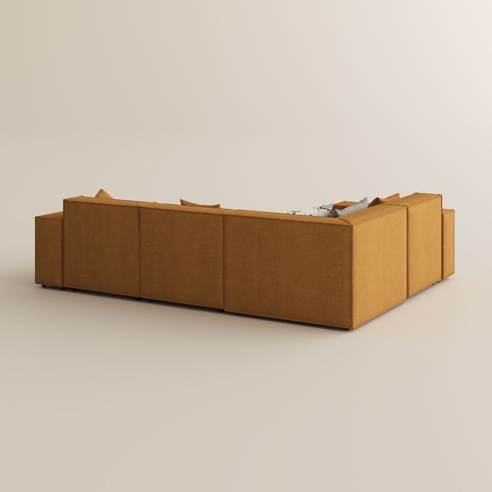 U-shaped Yellow Fabric Modular Sofas