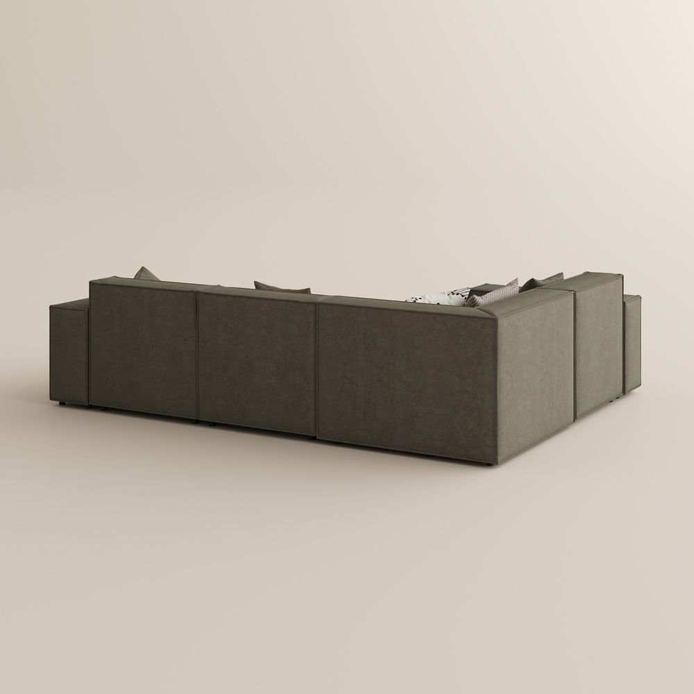 Comfortable Khaki Fabric Modular Sofas