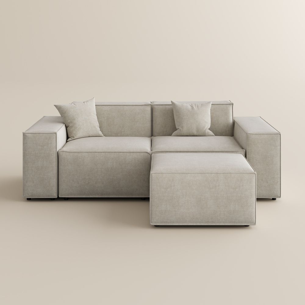 Fully Assembled Beige Fabric Modular Sofas