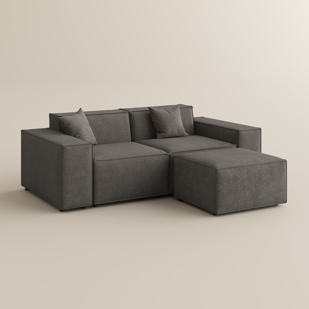 Removable Dark Gray Fabric Modular Sofas