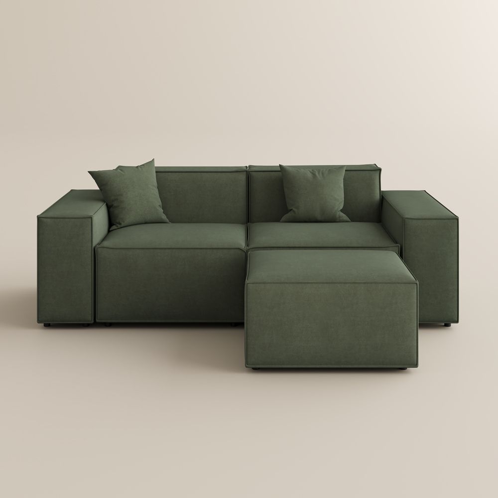 Green Green Fabric Modular Sofas