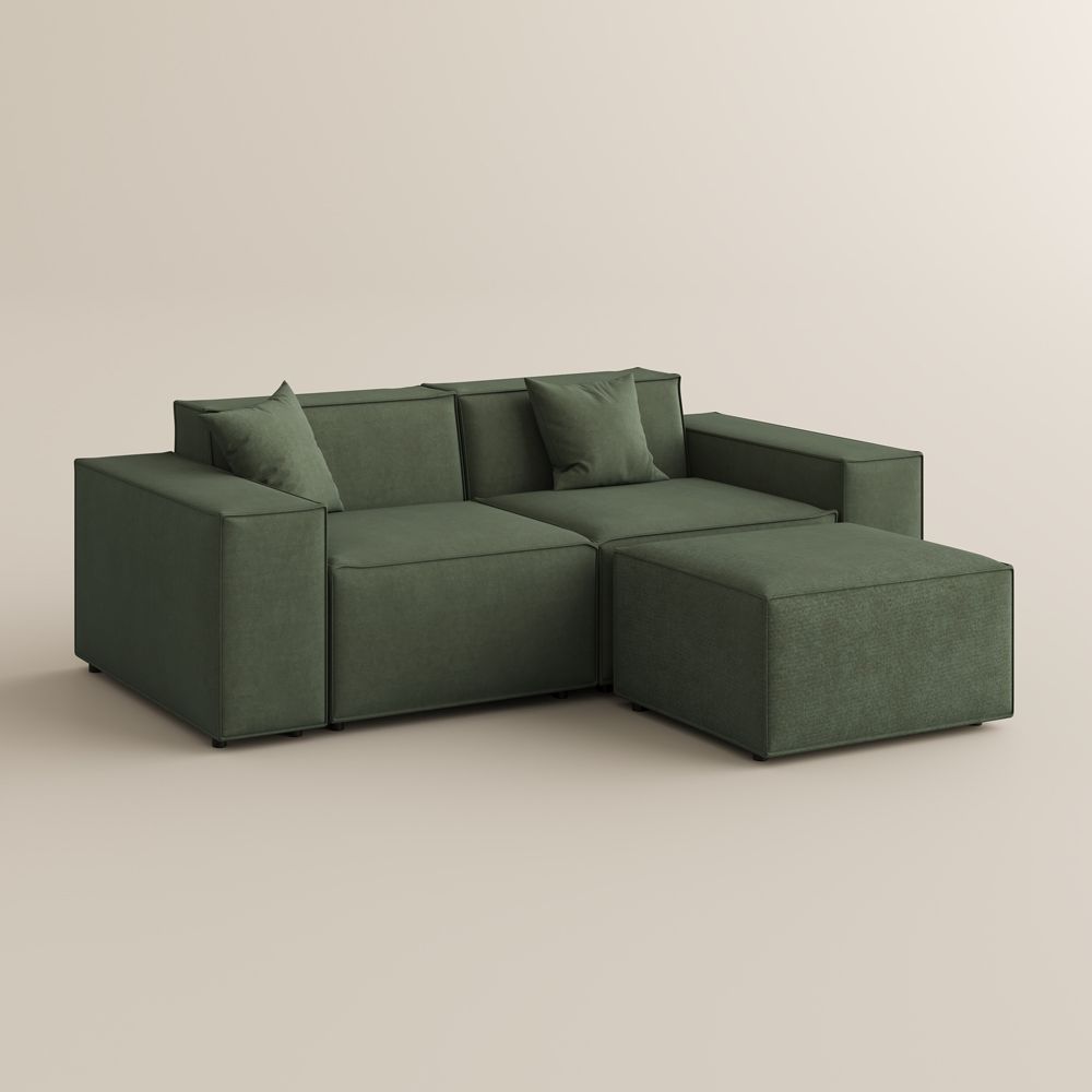 Washable Green Fabric Modular Sofas