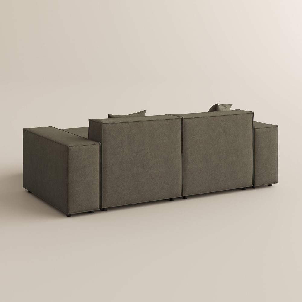 Square Armrest Khaki Fabric Modular Sofas