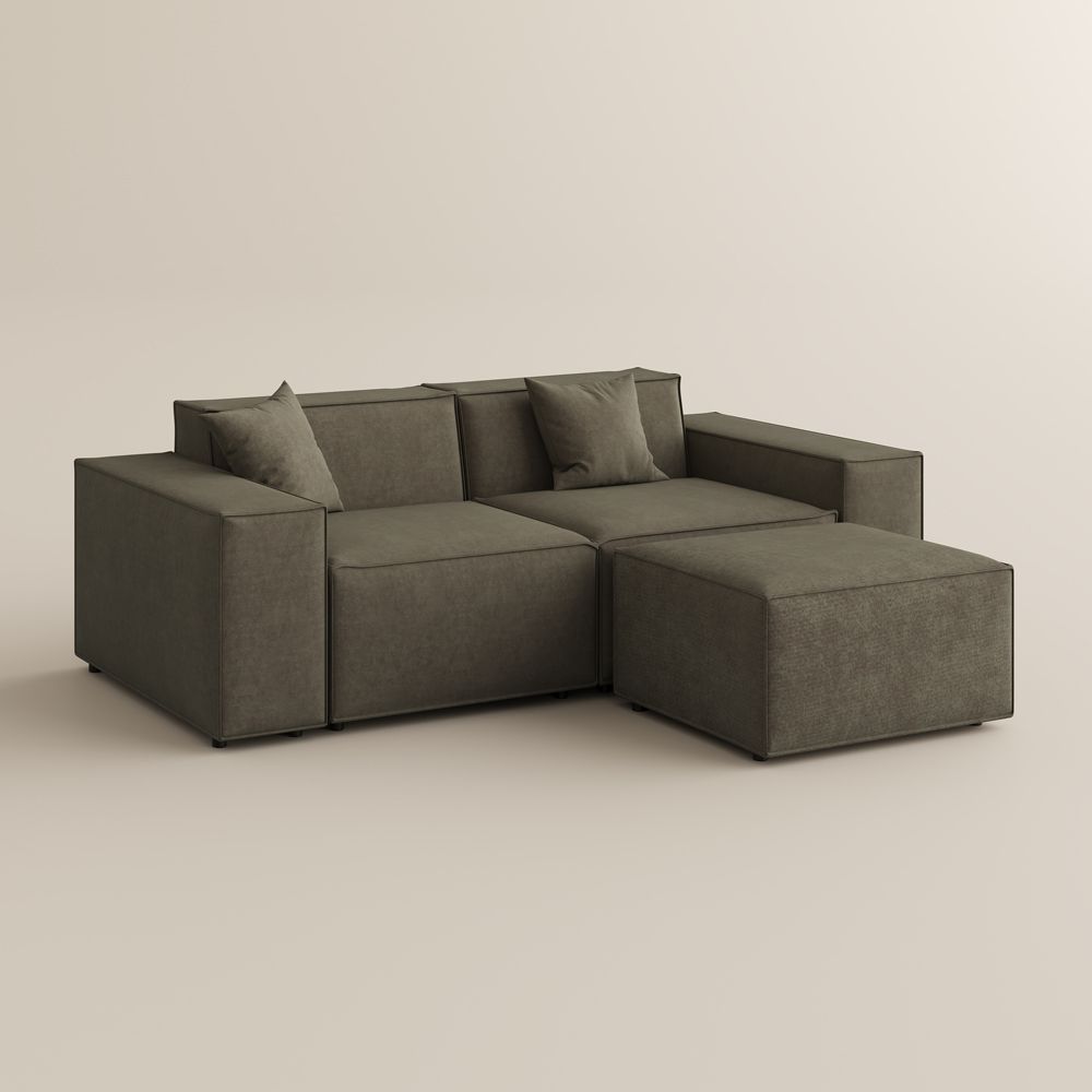 Fully Assembled Khaki Fabric Modular Sofas