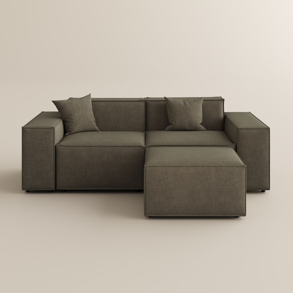 Apartment Khaki Fabric Modular Sofas