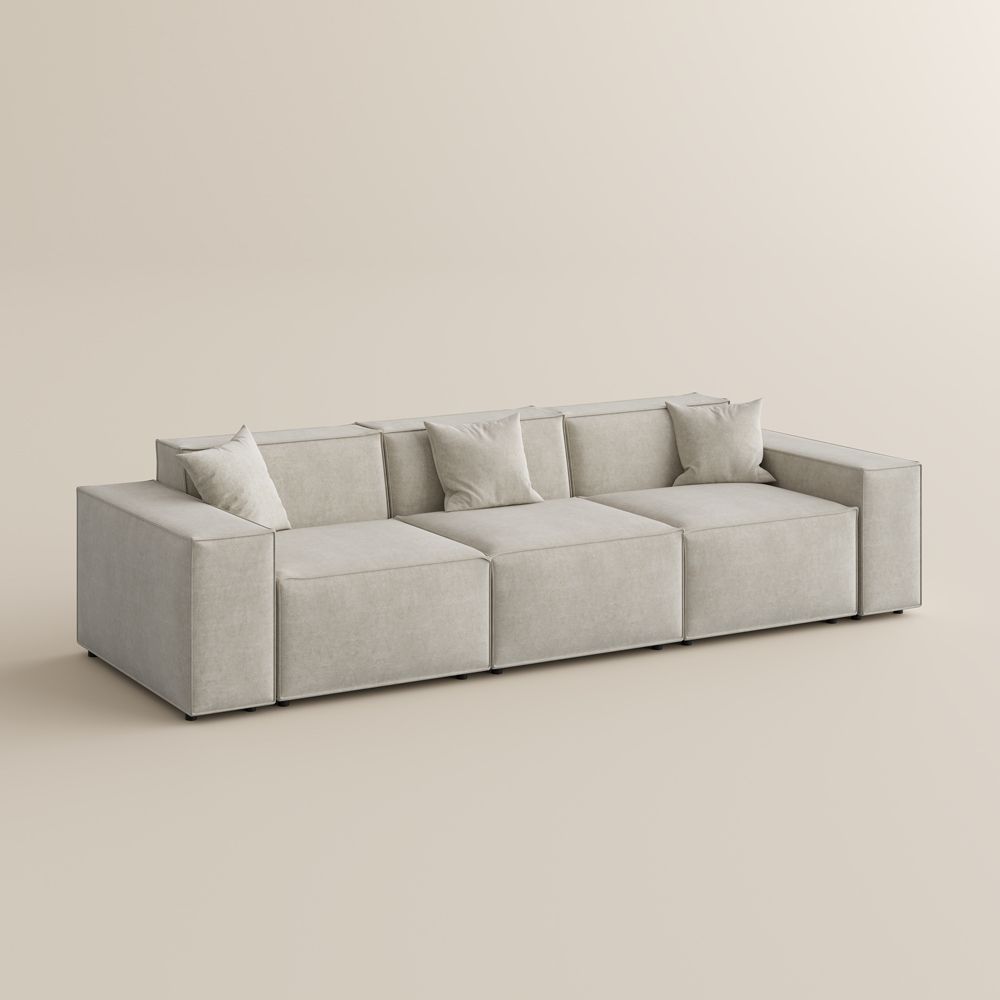 Fully Assembled Beige Fabric Modular Sofas