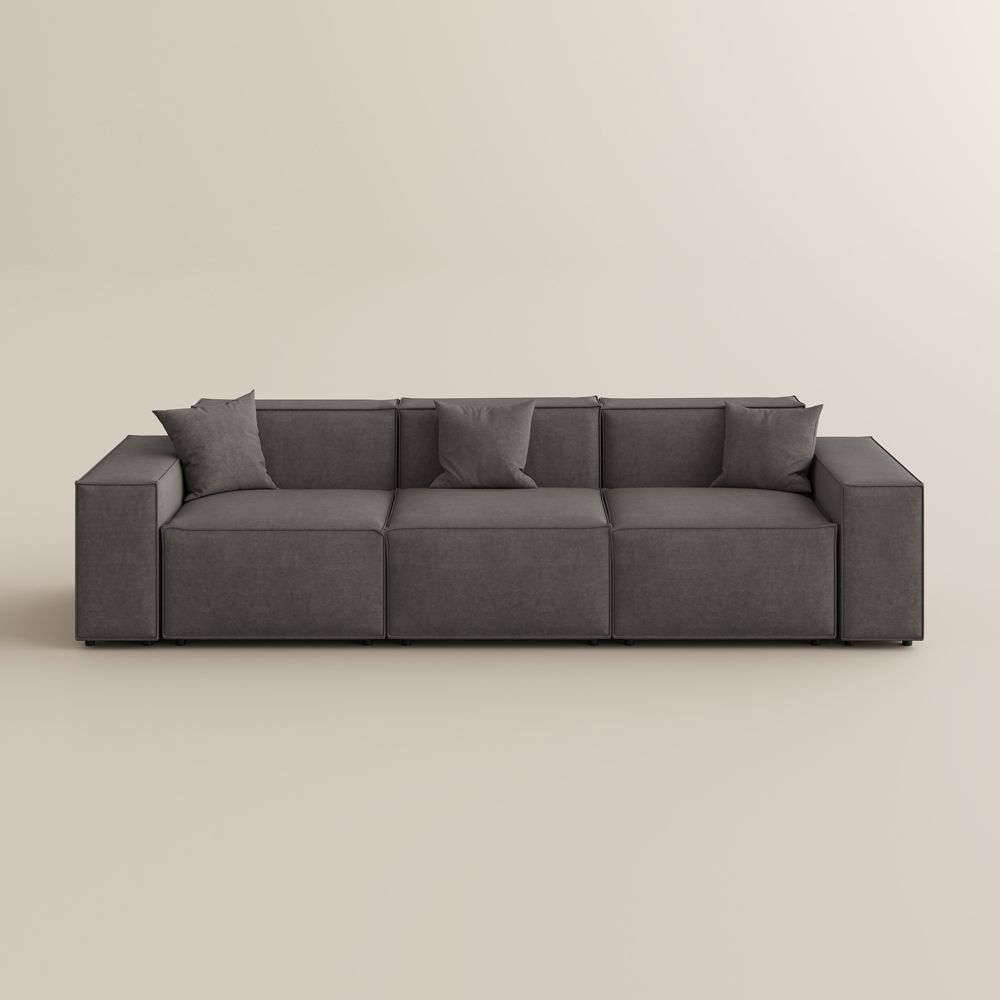 3-4 Seater Dark Gray Fabric Modular Sofas