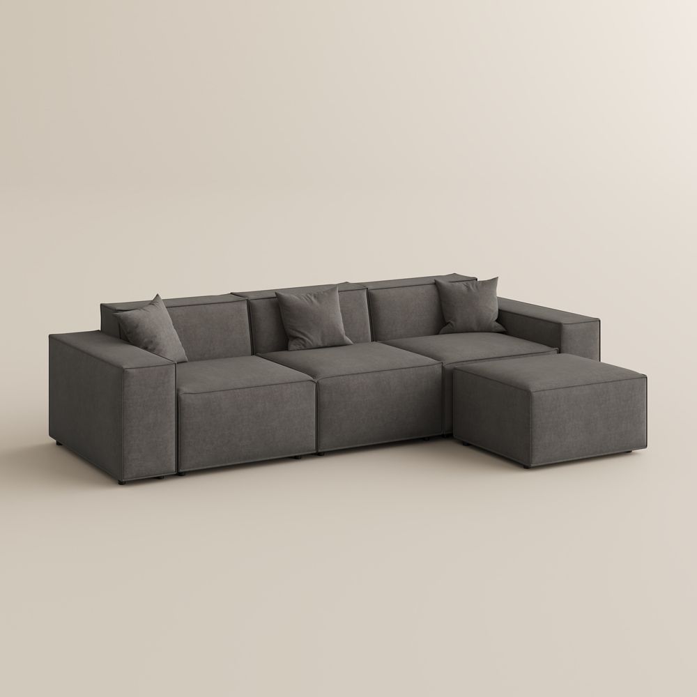 3-4 Seater Dark Gray Fabric Modular Sofas