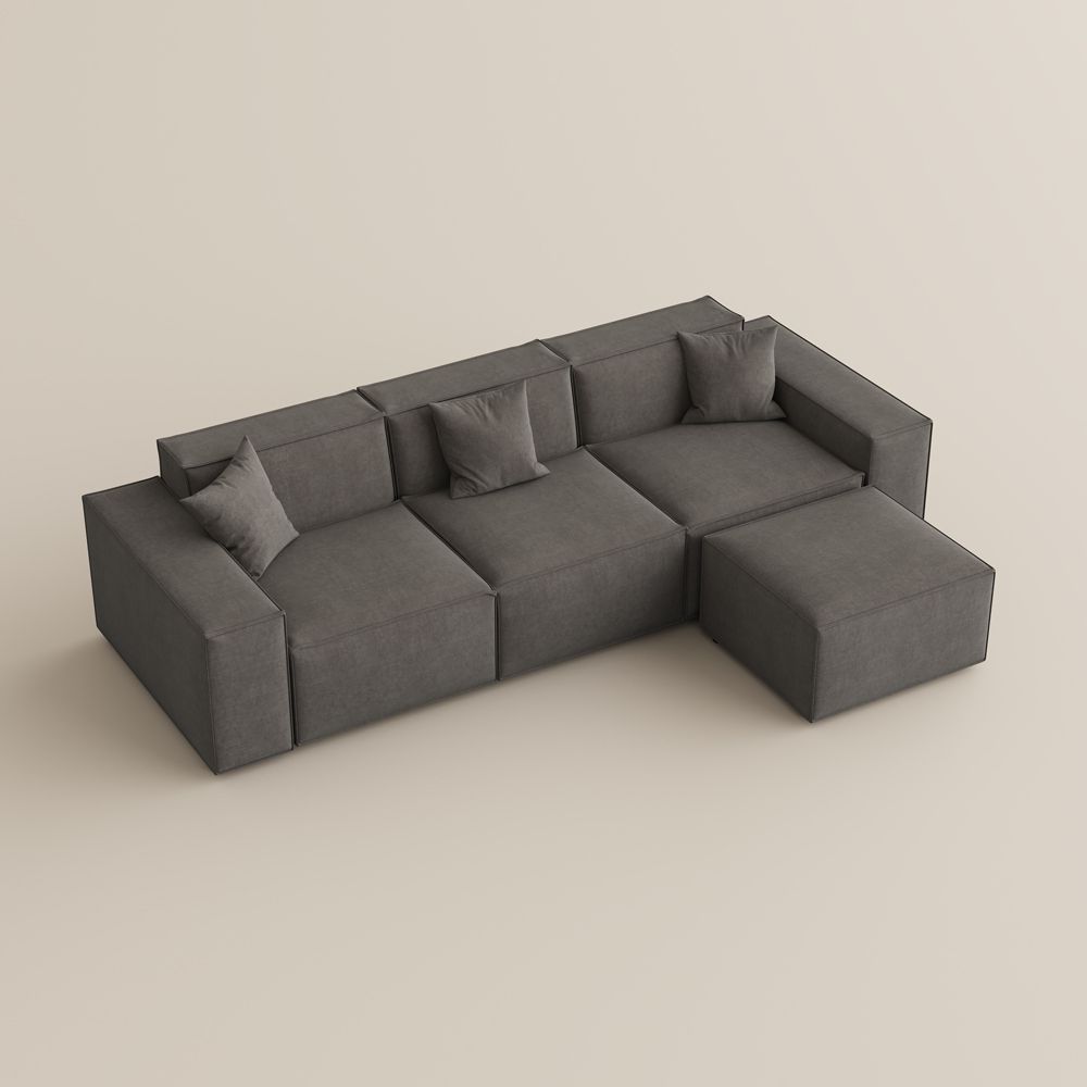 Modern Dark Gray Fabric Modular Sofas
