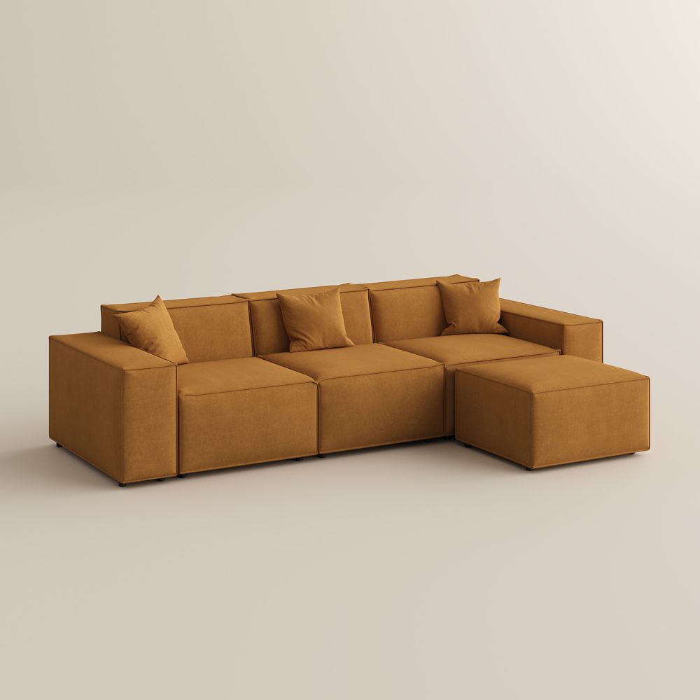Washable Yellow Fabric Modular Sofas