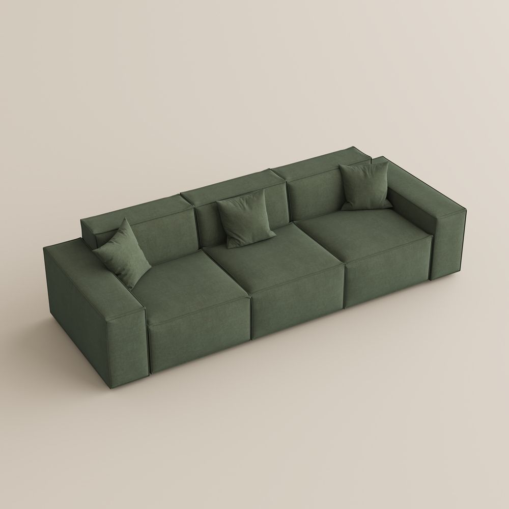 3-4 Seater Green Fabric Modular Sofas