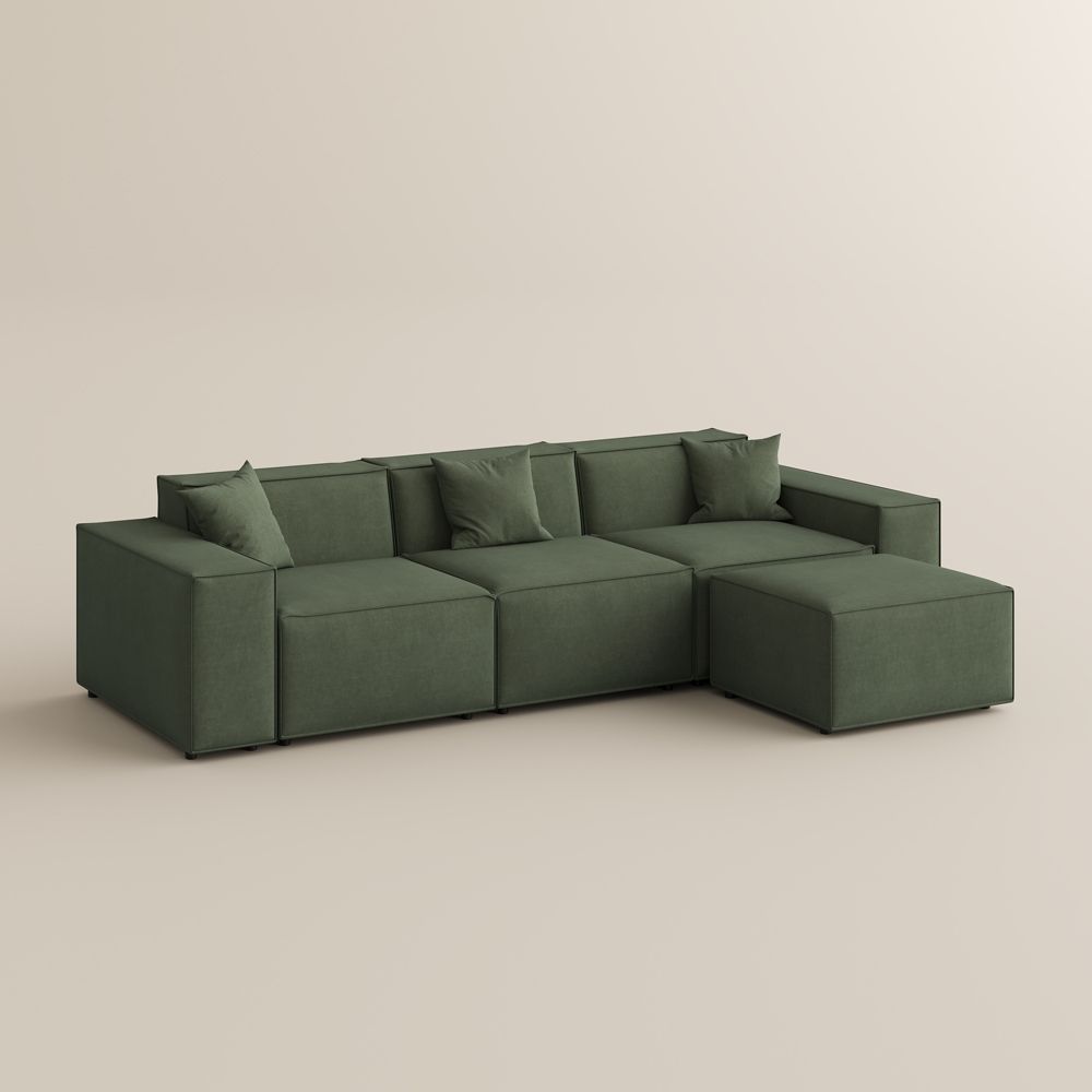 Large Green Fabric Modular Sofas