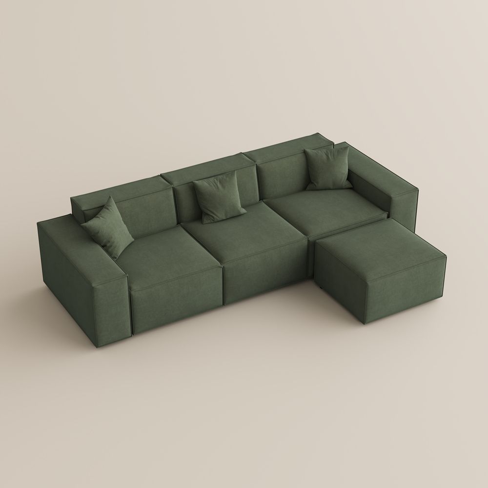 3-4 Seater Green Fabric Modular Sofas