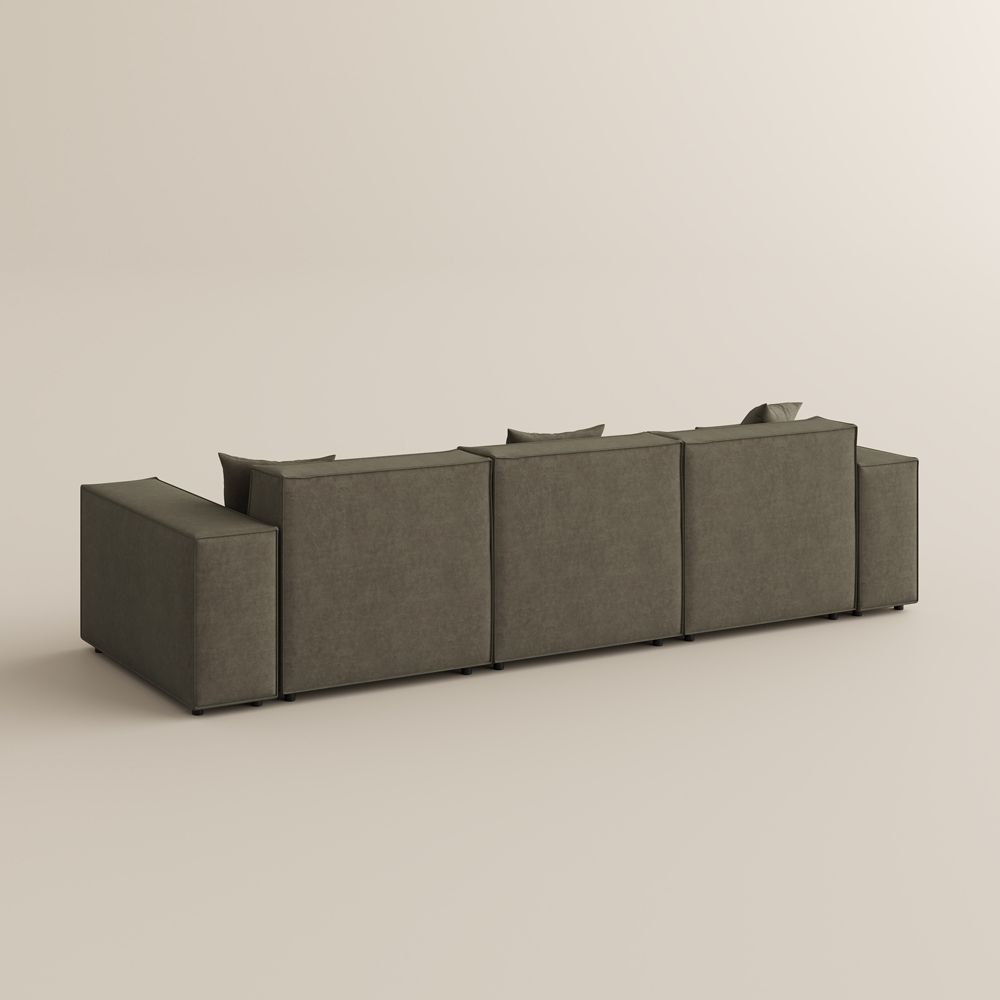 3-4 Seater Khaki Fabric Modular Sofas
