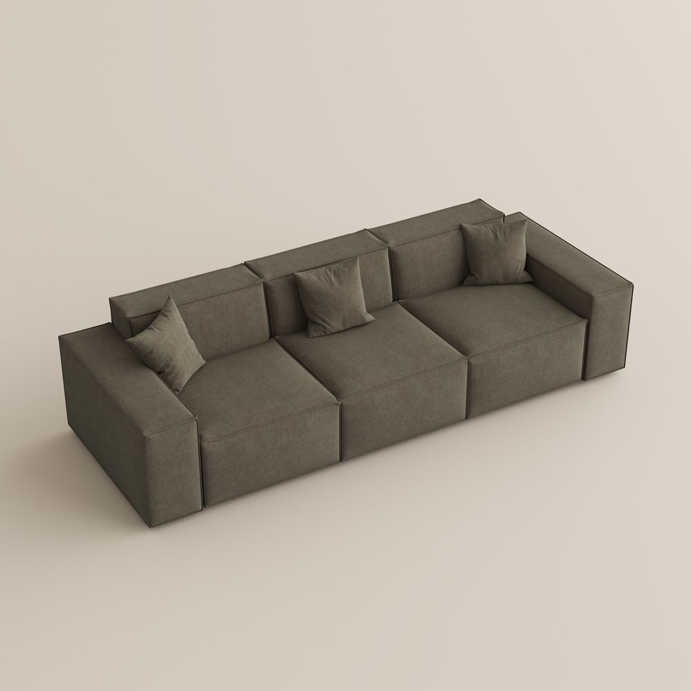 Partial Assembly Required Khaki Fabric Modular Sofas