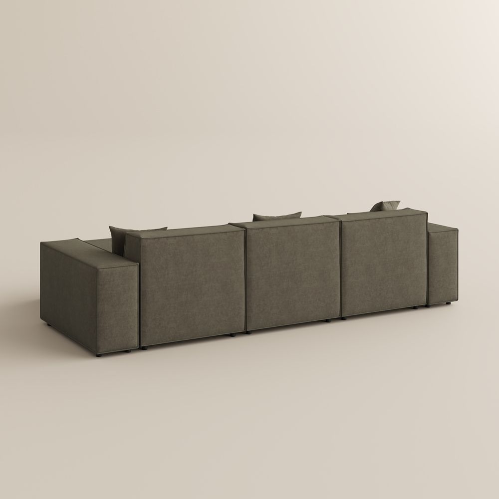 Fully Assembled Khaki Fabric Modular Sofas
