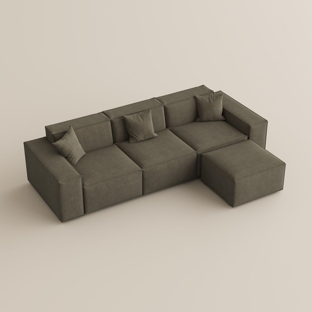 Large Khaki Fabric Modular Sofas