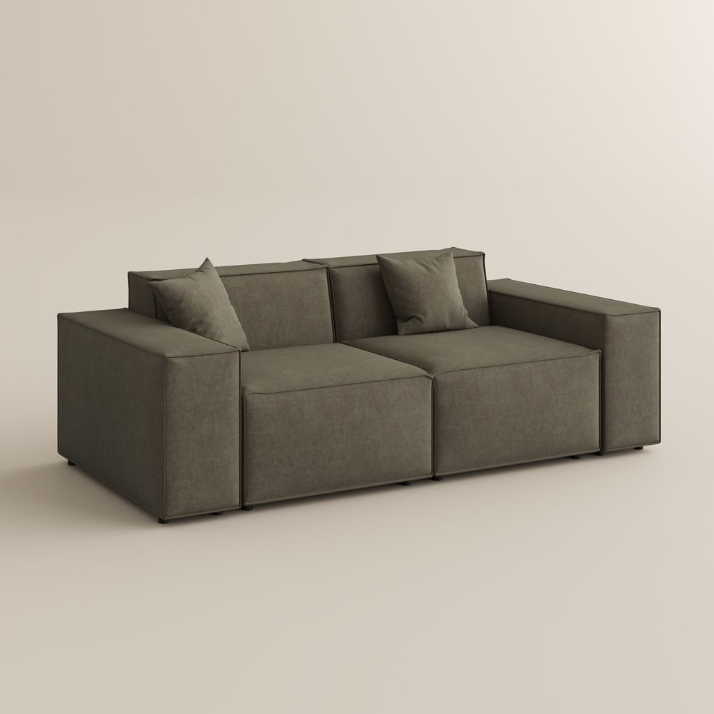 Small Khaki Fabric Modular Sofas