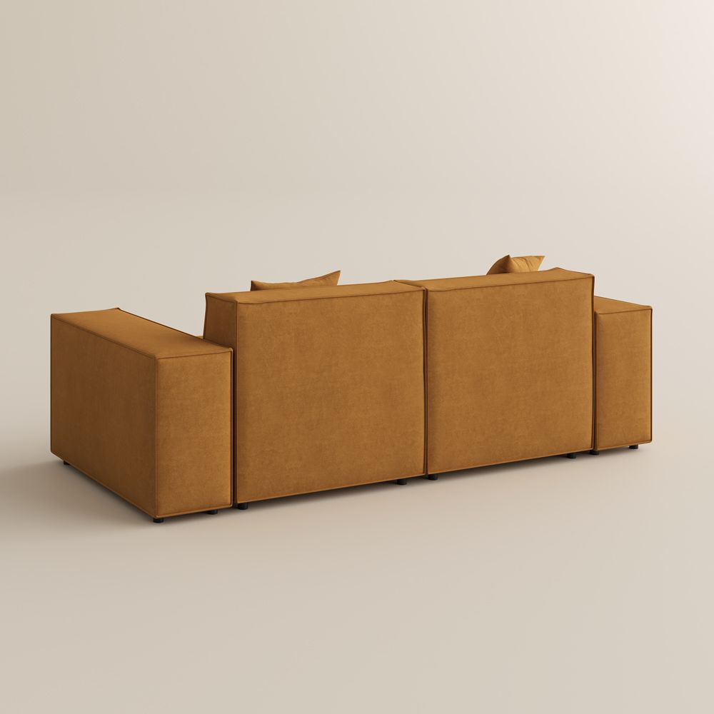 Square Armrest Yellow Fabric Modular Sofas