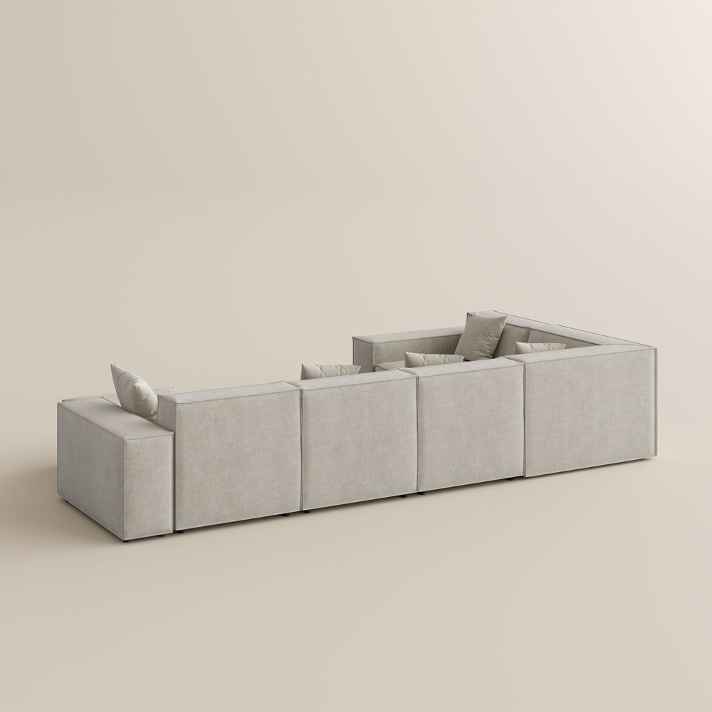 Fully Assembled Beige Fabric Modular Sofas