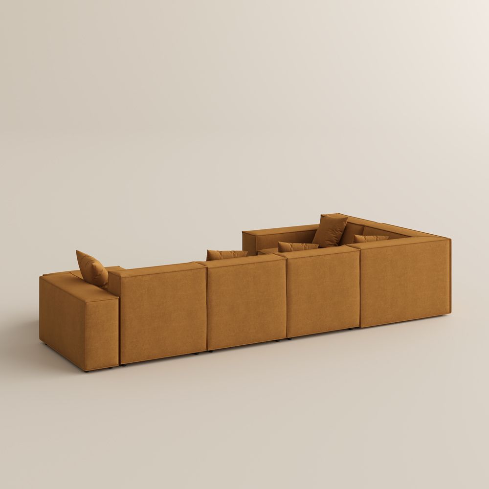 Washable Yellow Fabric Modular Sofas