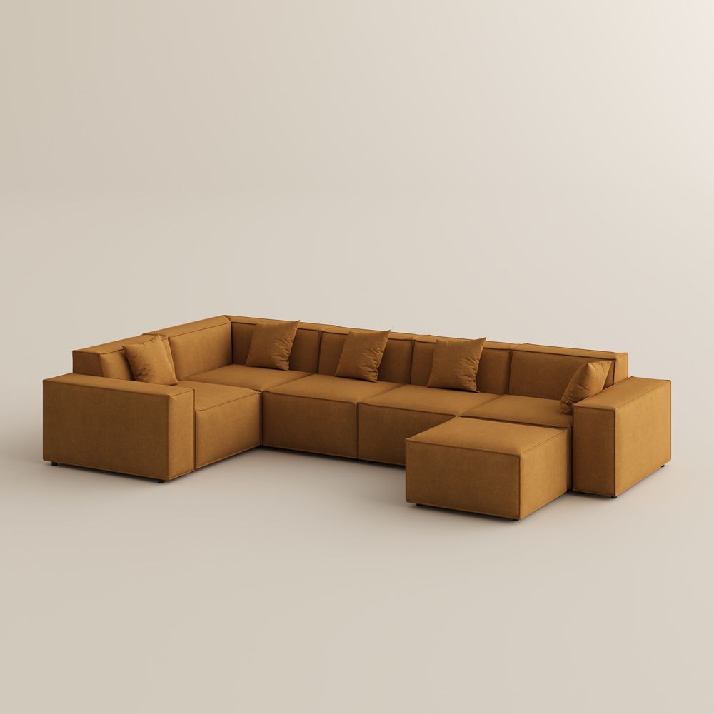 Modern Yellow Fabric Modular Sofas