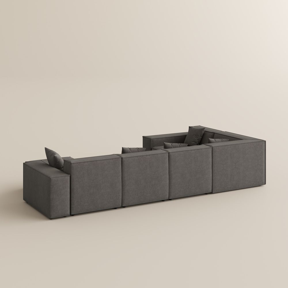 Washable Dark Gray Fabric Modular Sofas